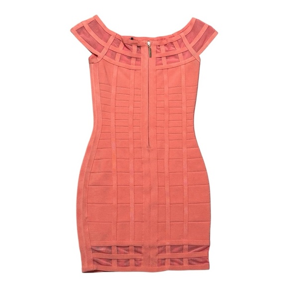 MARCIANO Bandage Bodycon Peach Orange Mini Dress‎ Size XS Sexy Guess Party - Picture 3 of 8